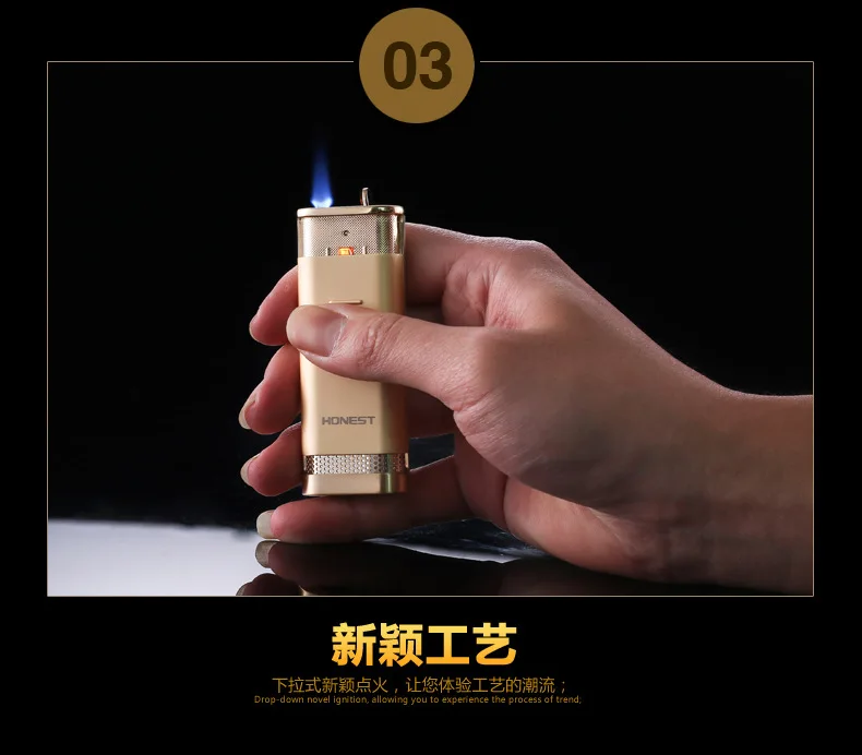 Необычная газовая зажигалка для сигарет, указанная Бутановая газовая зажигалка, струйный фонарь, прямая ветрозащитная многоразовая газовая зажигалка для мужчин, подарок гаджеты