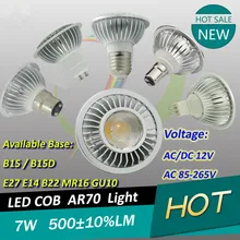 1 шт./лот 7 Вт AR70 COB Светодиодный прожектор B15 база с регулируемой яркостью AC220-240V дома/Коммерческое освещение BA15D AR70 лампы Светодиодный прожектор