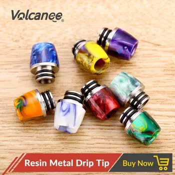 

Volcanee 510 Resin Metal Drip Tip Random Color Stainless Base Mouthpiece for 510 RDA RTA Vape Tank Atomizer Ecig Accessories