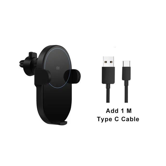 Xiao mi беспроводное автомобильное зарядное устройство 20 Вт Max Электрический авто Щепка 2.5D стекло кольцо Горит Зарядка для Смартфон Xiaomi mi - Цвет: add Type C Cable