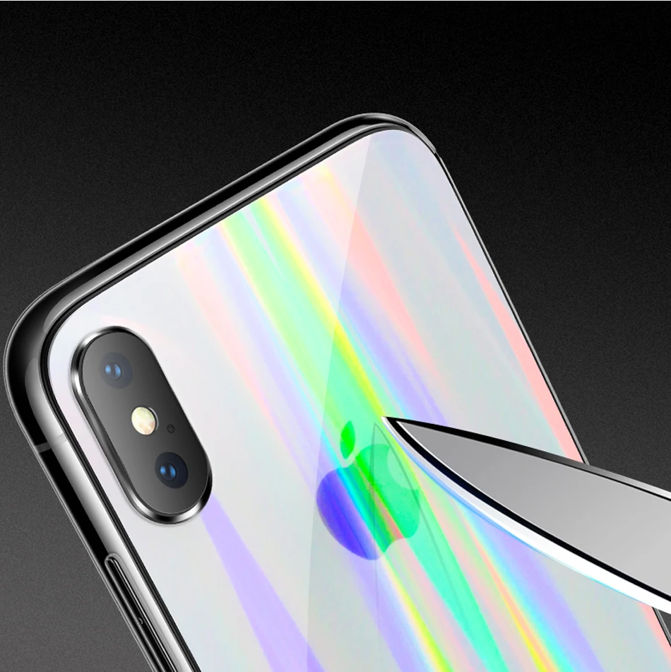 IHaitun роскошный Ультратонкий чехол из лазерного стекла для iPhone XS MAX XR X чехол s Прозрачное заднее стекло для iPhone XS MAX чехол с мягкими краями