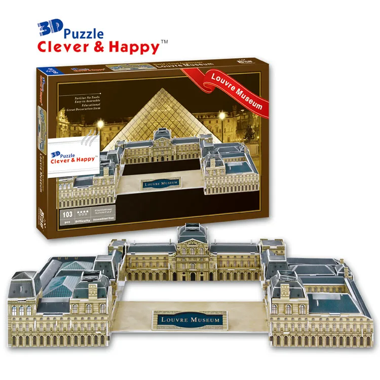 

Candice guo 3D puzzle DIY toy paper building model assemble hand work Musee du louvre museum France Paris birthday baby gift 1pc