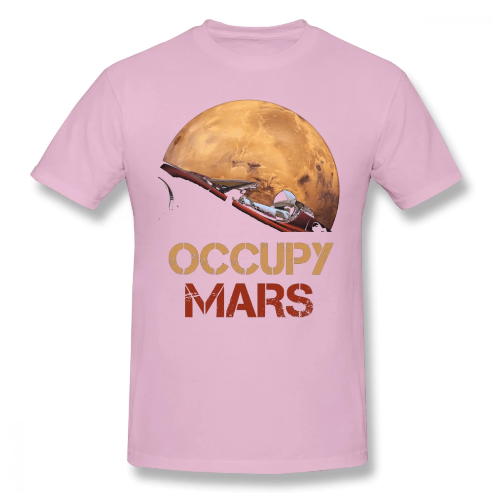Занимайте Марс пространство X Футболка Camiseta Crewneck Повседневная для мужчин плюс размер футболка хлопок - Цвет: Розовый