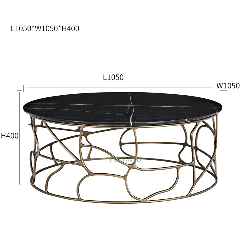 Round marble coffee table American antique paint