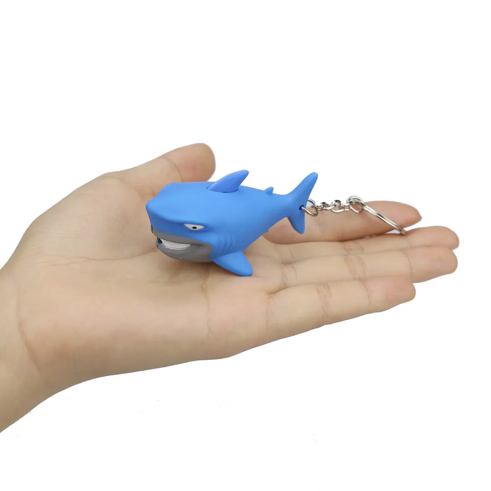 Стильная футболка с изображением персонажей видеоигр Синяя акула брелок с светодиодный ночной Светильник Звук брелок Детская игрушка в подарок синий подарки Прямая