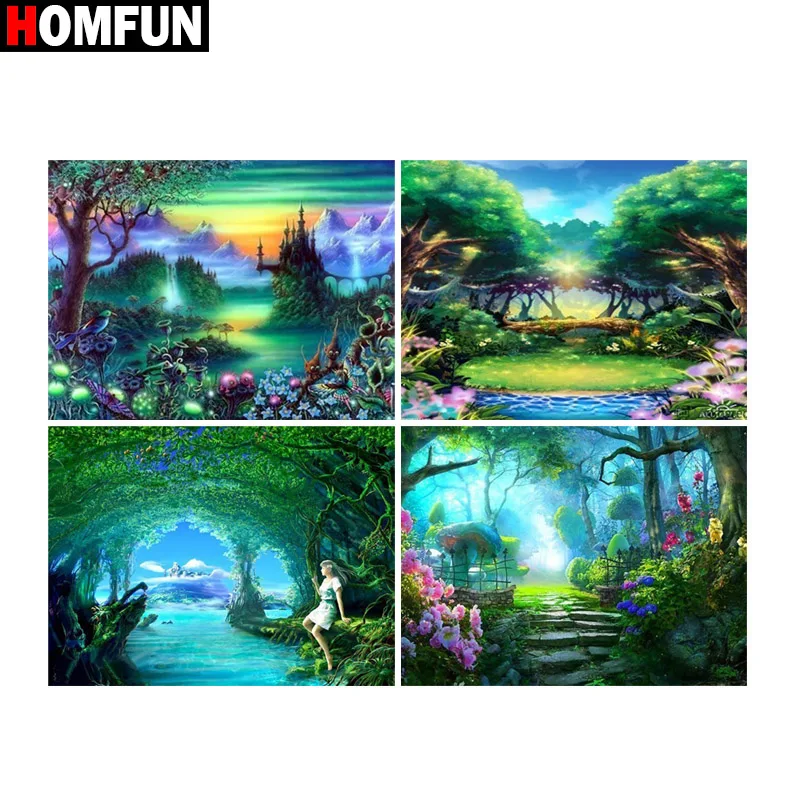 

HOMFUN Full Square/Round Drill 5D DIY Diamond Painting "Cartoon landscape" 3D Embroidery Cross Stitch 5D Home Decor