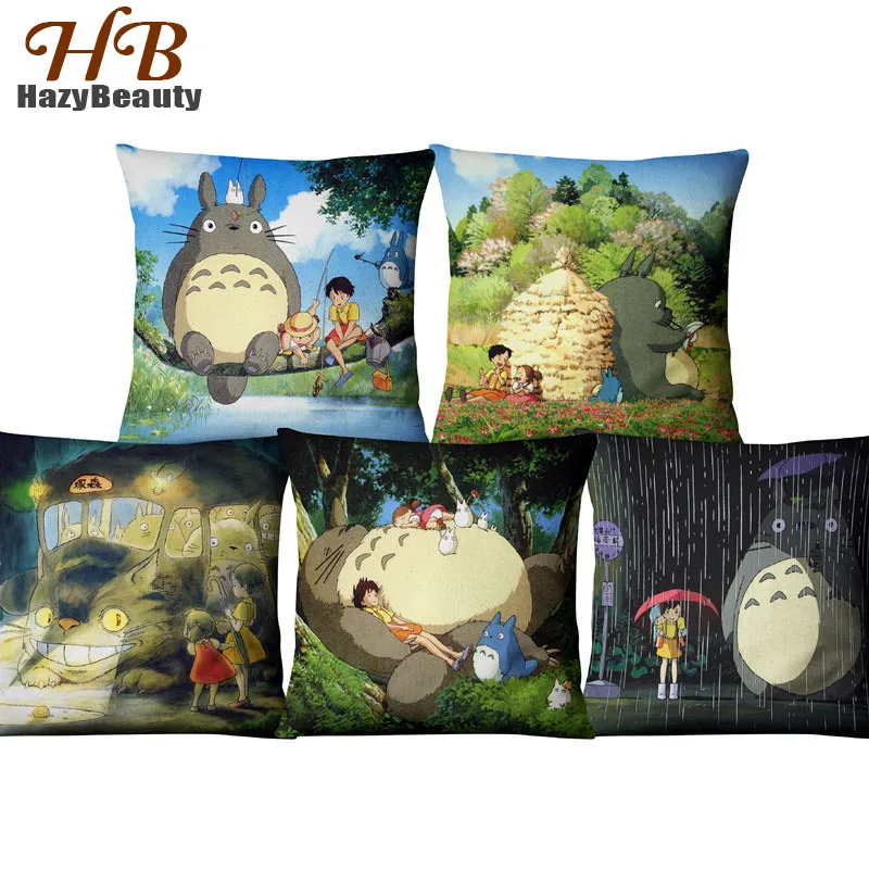 

Lovely Cartoon Pillowcases Totoro Anime Cotton Soft Bedroon Sofa Pillow Covers Cute Fashion Home Decoration Cushion