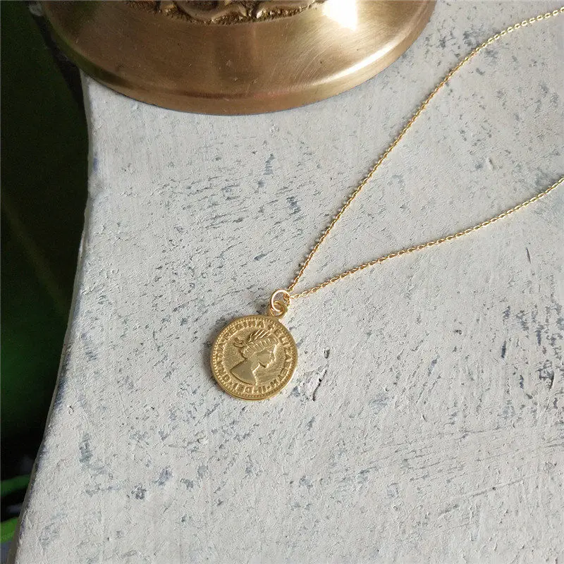 INZATT queen медальон шесть пенсов новое ожерелье для женщин стерлингового серебра 925 пробы модные ювелирные изделия 45 см крест цепь подарок - Окраска металла: 45CM Cross Chain