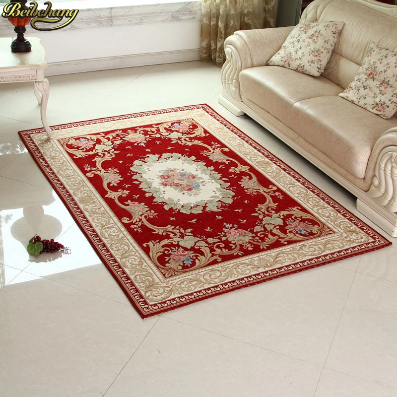 Коврики класса люкс Европейский суд стиль жаккардовый ковер жаккард двойная пряжа спальня ковер гостиная коврик, напольный ковер