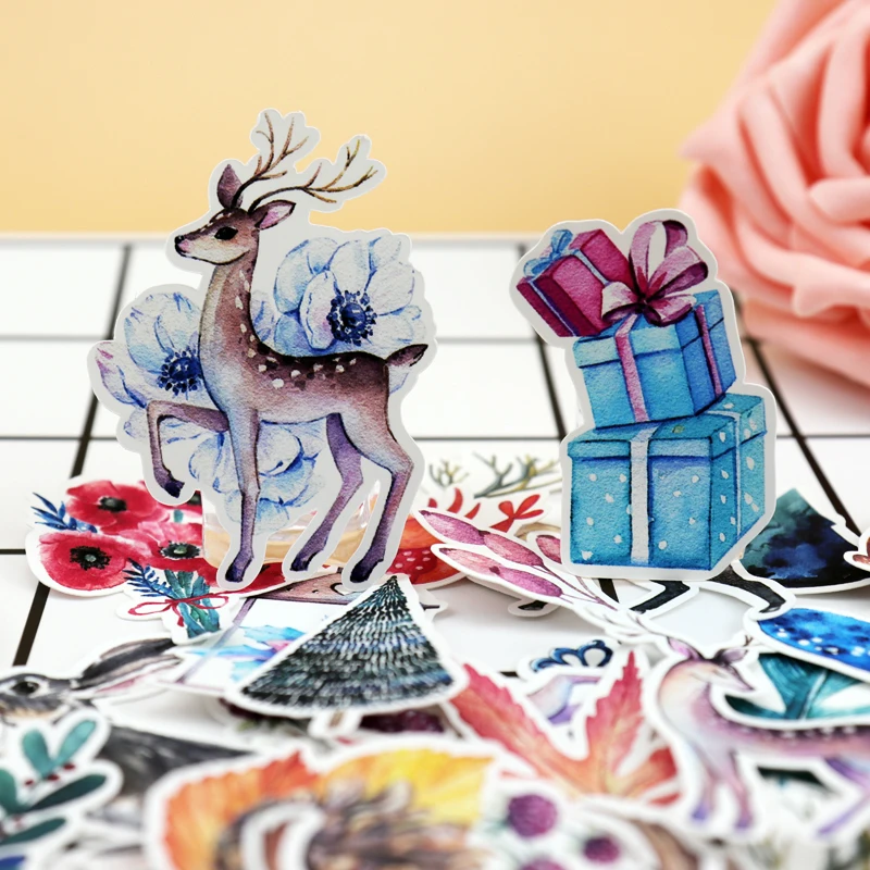 

38pcs Hand Drawing Mysterious Christmas gift Deer sticker Diary Notebook Planner Scrapbooking Animal Stickers bullet journal