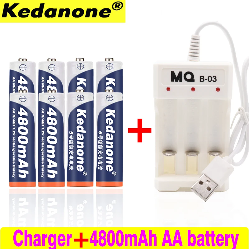 2019 Лот 4 ~ 20 шт AA батареи аккумуляторные 1 2 V 4800mAh Ni-MH 2A для камеры + зарядное