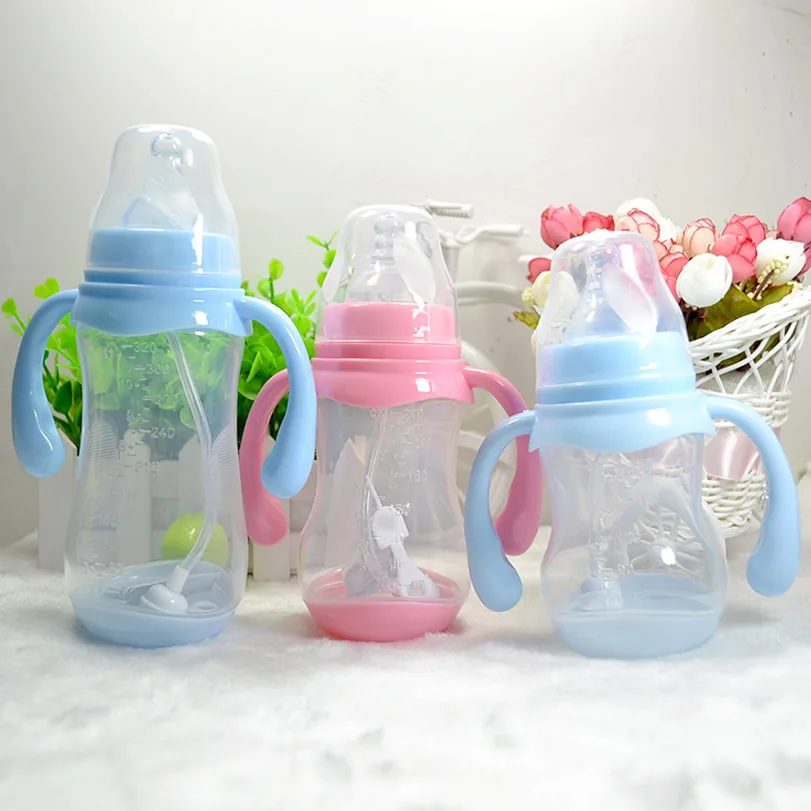 

180ml 240ml 320ml Shock-resistant Baby Sippy Cups Kids Drinking Bottles Children Learn Drinking Handles Juice Slid Feeding
