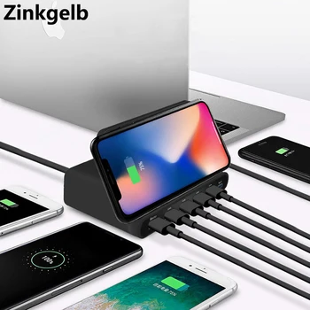 

Quick Charge 3.0 USB Charger Desktop Smart Multi Port Universal USB Fast Charging Station Type C Dock 5W Qi Wireless Charger