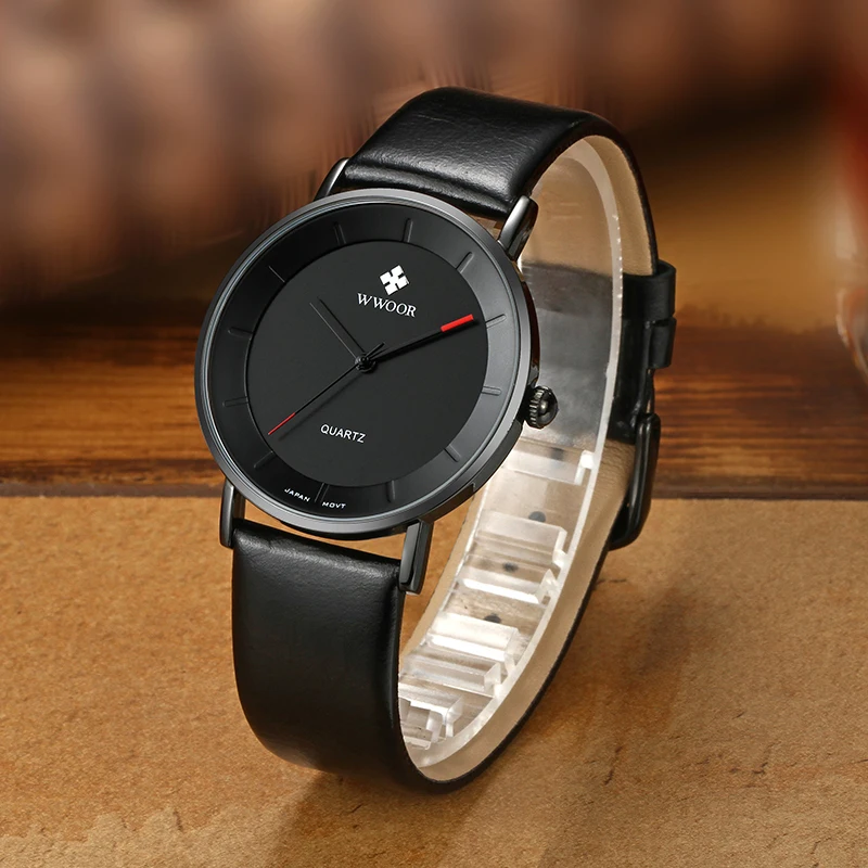

WWOOR Luxury Leather Strap 20mm Width Waterproof Quartz Watches Men Japan Movement Wrist Watch Male Clock Business Men 8827
