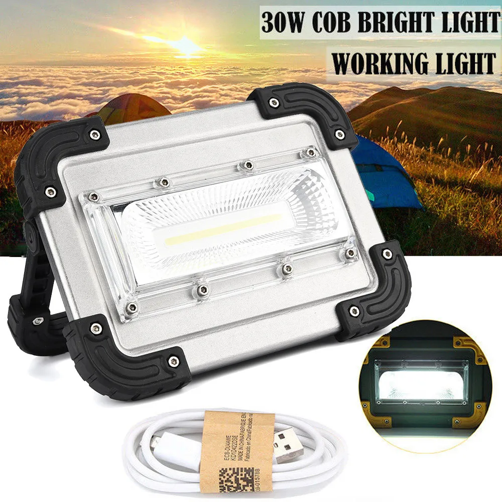 

Super bright 30W USB COB LED Portable Rechargeable Flood Light Spot Camping 4 Modes Outdoor Lamp anti slip durable 35