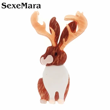 

SexeMara Acrylic Reindeer Brooches Pins Lovely Resin Animal Elk Deer Badges For Women Girls Decoration Accessories Jewelry