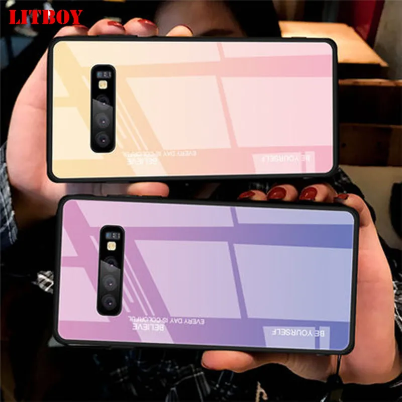 

Tempered Glass Case For Samsung Galaxy S8 S9 S10 Plus S10e A5 2017 A7 A6 A8 J6 Plus J8 2018 Note 8 9 A30 M10 M20 Colorful Cover