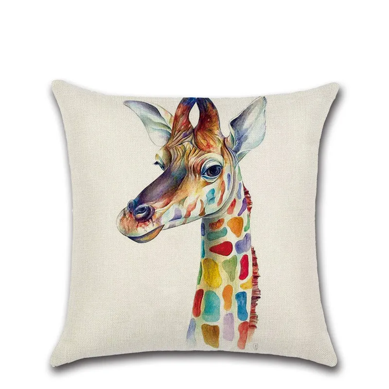 

Colorful cartoon Giraffe zebra rhino elk Cushion Cover Decoration for Home sofa chair seat pillow case friend present kids gift