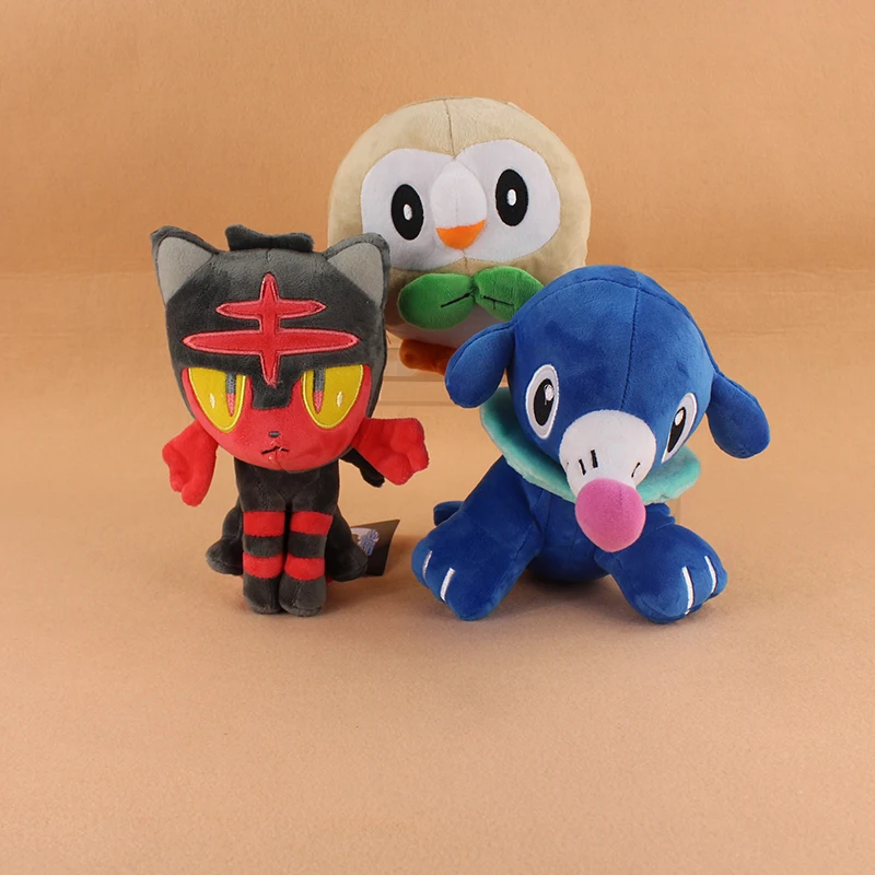 3 Styles Cute Cartoon doll Rowlet Litten Popplio Plush Soft Stuffed Animals Doll Toys For Kids