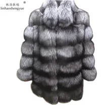 Linhaoshengyue The silver fox fur coat 80CM long