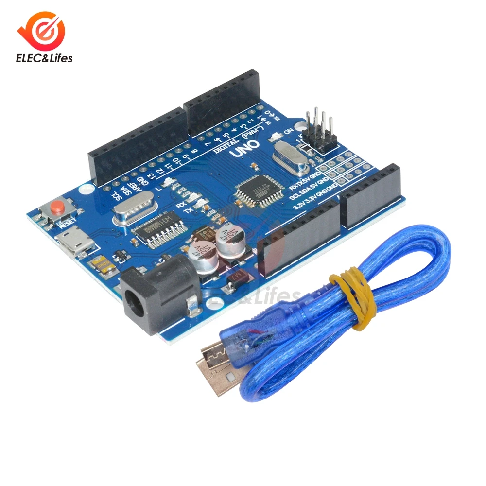 Микроконтроллер Micro USB UNO R3 ATmega328P CH340G CH340 ATMEGA328P-AU для Arduino UNO R3 DIY с usb-кабелем Замена ATmega16U2