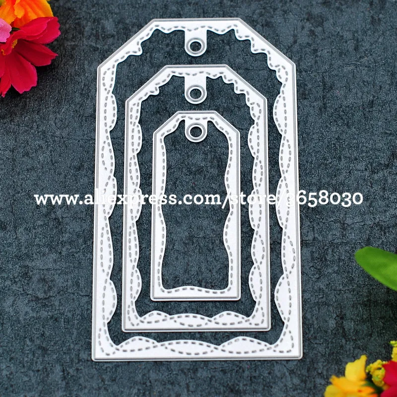 

Double Sewing Thread Tag Label Metal Die cutting Dies For DIY Scrapbooking Photo Album Embossing Folder 8072660