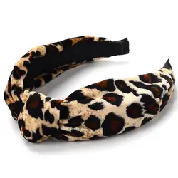 Леопардовый скрученный узел, головная повязка, милая шифоновая печать, модная повязка для волос, головные уборы для женщин, девушек
