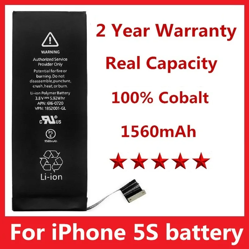 

10pcs/lot For Phone Battery For iphone 5S 5C Real Capacity 1560mAh With Machine Tools Kit Mobile Batteries 0 Cycle