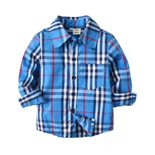 Новое поступление года, осенние модные однобортные рубашки в клетку с отложным воротником и длинными рукавами и карманами для мальчиков футболки, детские блузки, Топ