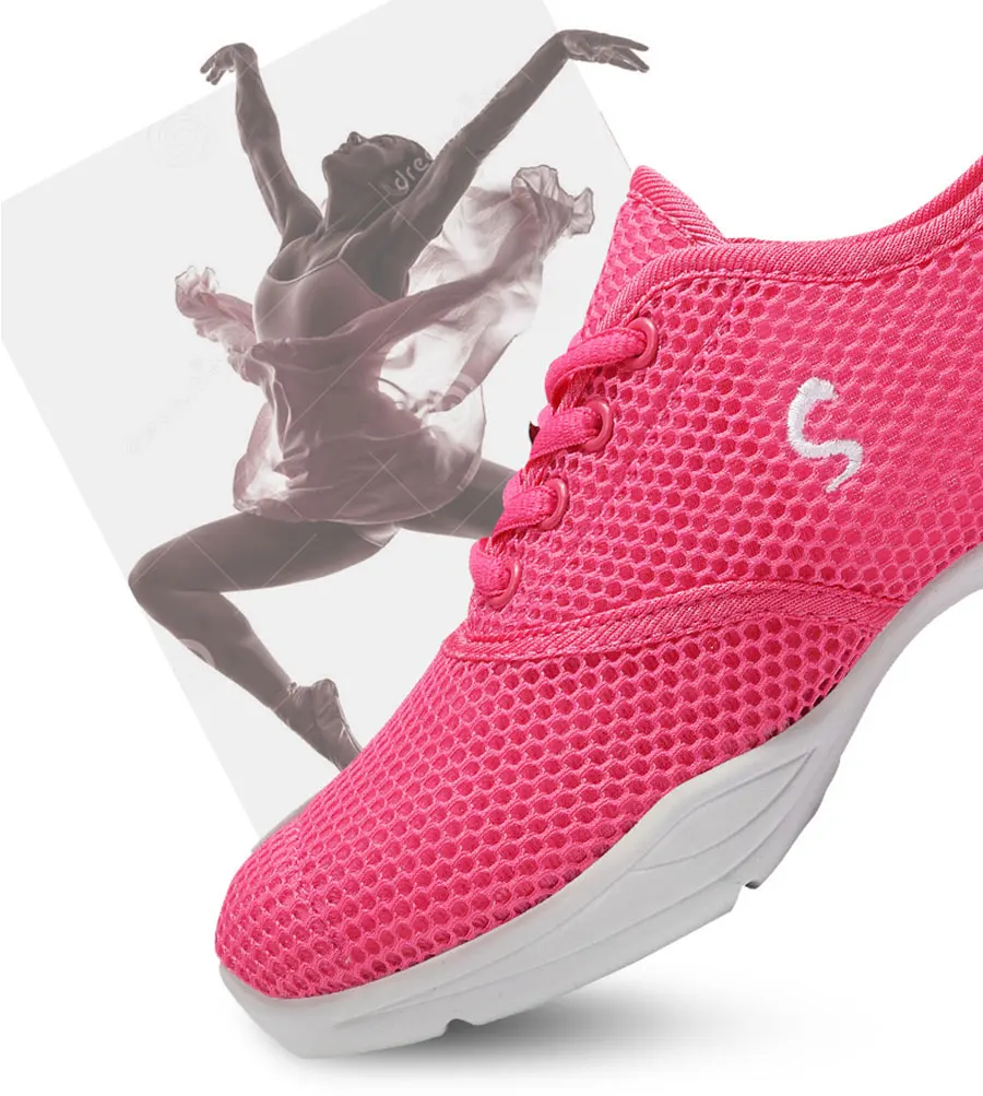 HoYeeLin/Современные кроссовки для джазовых танцев; женские дышащие сетчатые кроссовки на шнуровке; обувь для занятий танцами; Легкие кроссовки для фитнеса с амортизацией