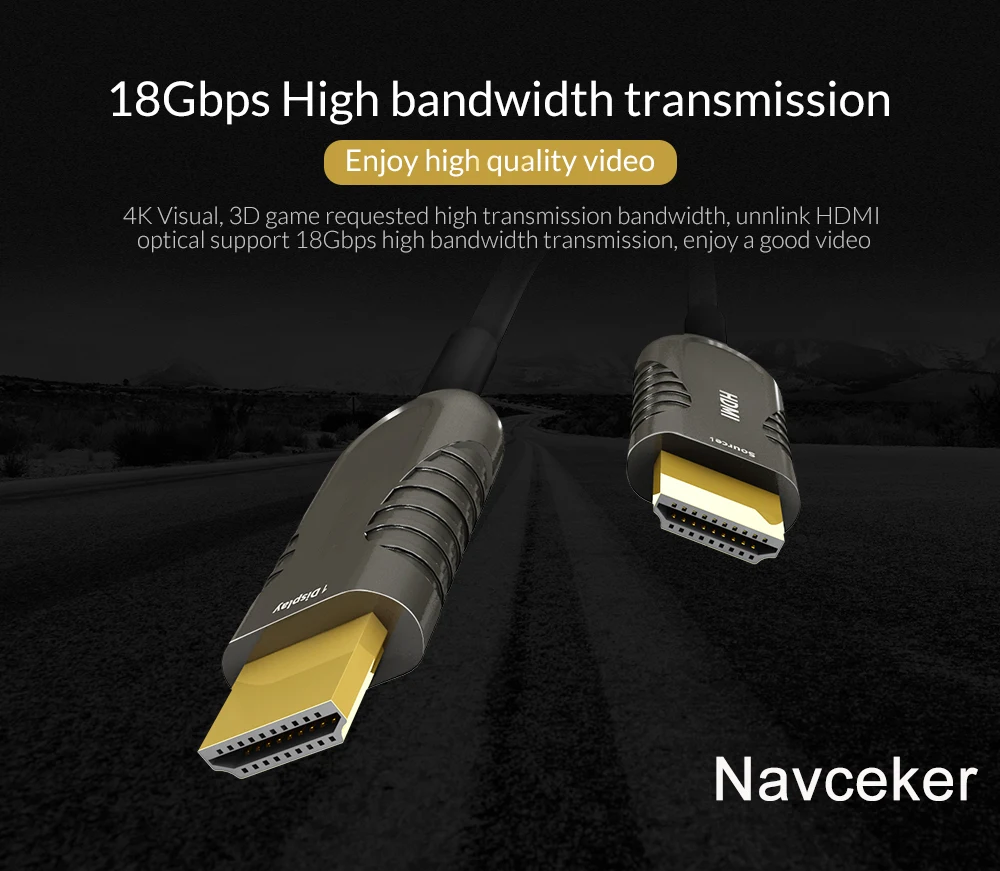 Оптоволоконный кабель 4K 60 Гц HDMI 2 0 с ARC HDR 3D HDCP 200 м волоконно оптический конвертер