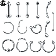 1 pc titânio moda circular grânulo anéis ferradura sobrancelha língua nariz aro piercing labret parafuso prisioneiro anel de orelha piercing jóias do corpo