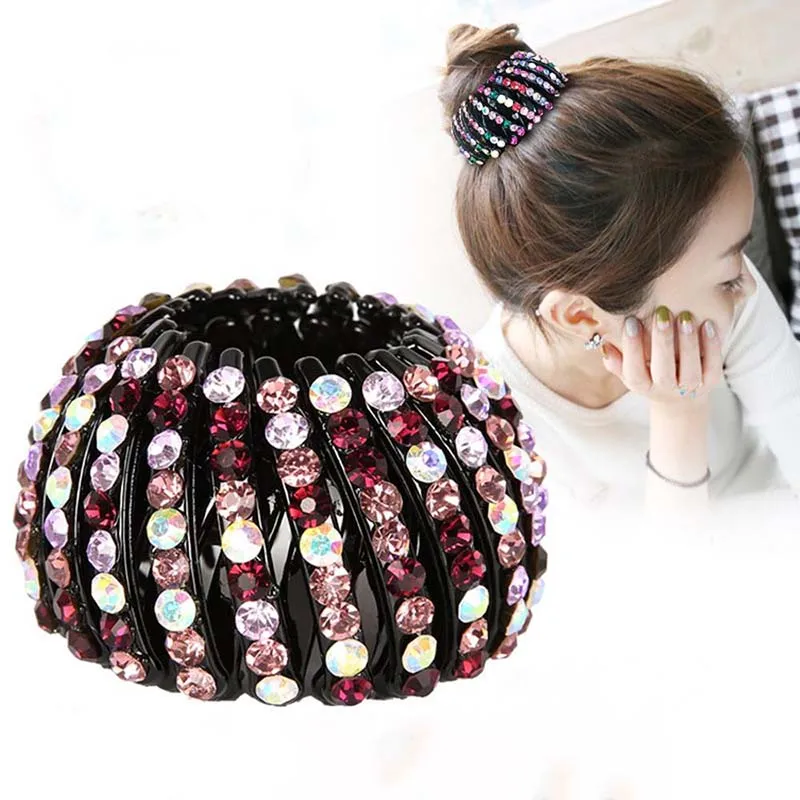 

Women's Scrunchies Korean Fashion Easy Bird Nest Ponytail Holder Buckle Rhinestone Hair Accessories Hair Tie Jewelry Gift