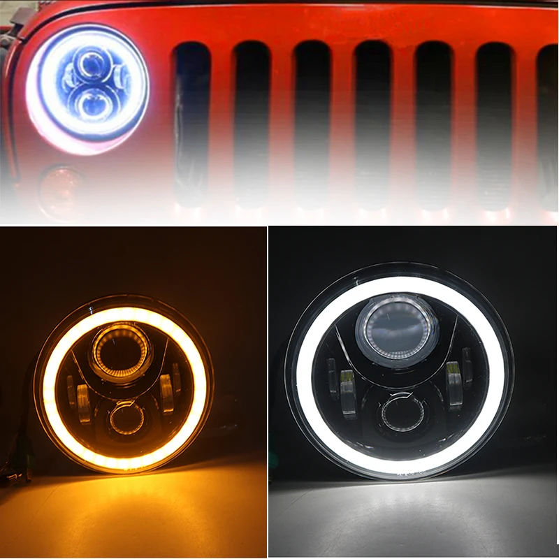 

60W LED Headlight7 Inch LEDProjector Headlight Angel Eye Light For Jeep Wrangler JK TJ LJ lada 4x4 niva