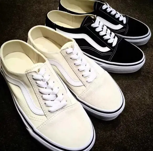 vans old skool mule on feet