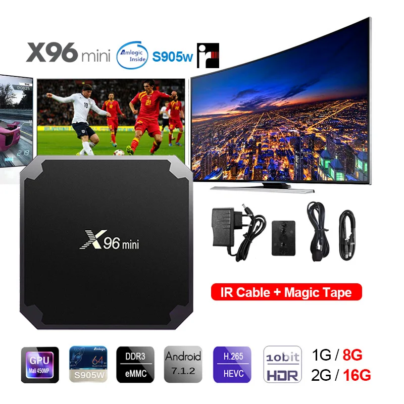 Новый X96mini TV Box X96 Android 7 1 Smart Amlogic S905W четырехъядерный 2 4 ГГц WiFi 1G8G/2G16G Wifi 4K HD