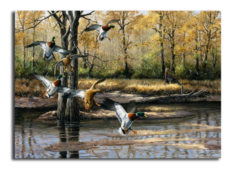 Autumn Landscape Mosaic Full Drill DiamondPainting Pasted Cross Stitch Living Room Decoration Home Diamond Embroidery wild duck