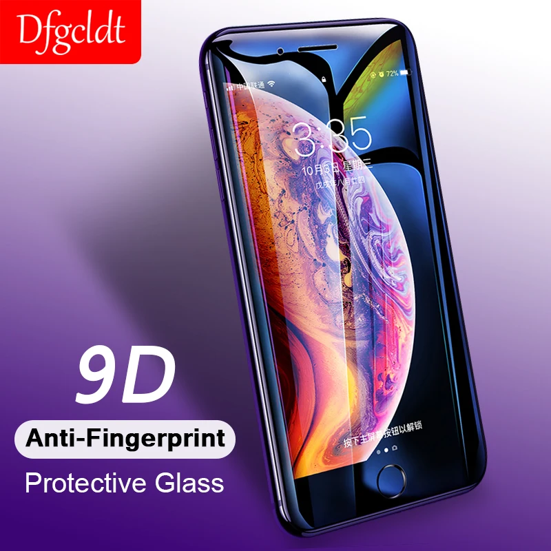 Защитное стекло 9D против отпечатков пальцев для iPhone X Защита экрана XS Max XR 6 6S 7 8