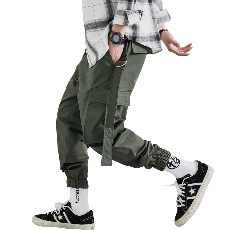 

2019 New Men Cargo Pants Mens Casual Joggers Baggy RIbbon Tactical Trousers Harajuku Streetwear Hip Hop Pants ABZ324