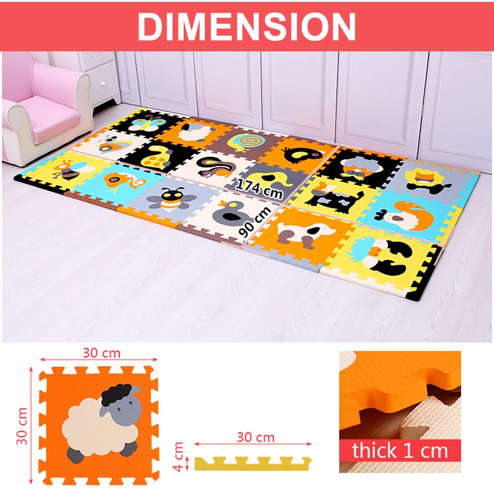 Hot Sale 30*30cm 18 pcs Baby Foam Puzzle Mats EVA Baby Play Floor Mats EVA Foam Mat For Infant Kids Jigsaw Game Pad Indoor mat