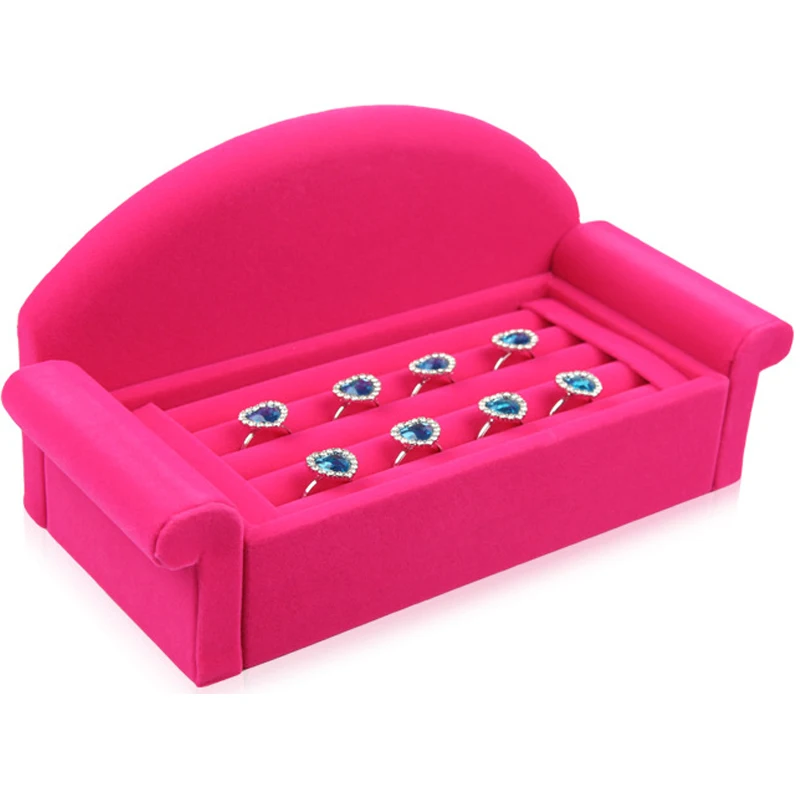 Unique Sofa Shape Jewelry Display Holder Earring Ring Tray Fashion Racks Rose Red Unique Sofa Shape Jewelry Display Holder Earring Ring Tray Fashion Racks Rose Red