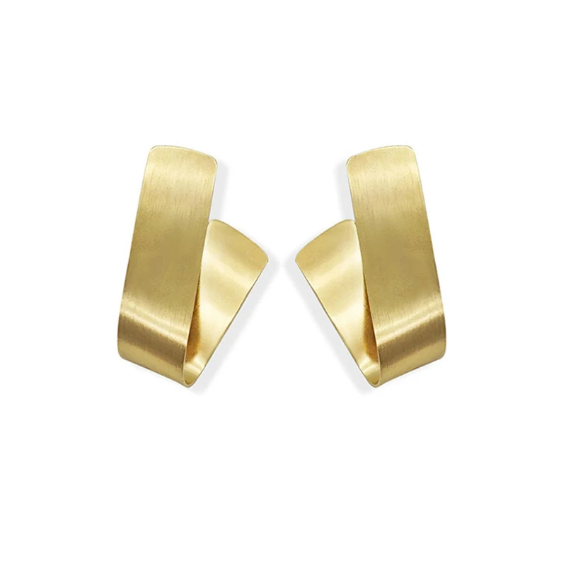 

LWONG Gold Color Oversized Brass Stud Earrings for Women Simple Geometrical Earrings Modern Minimalist Earring Studs Statement