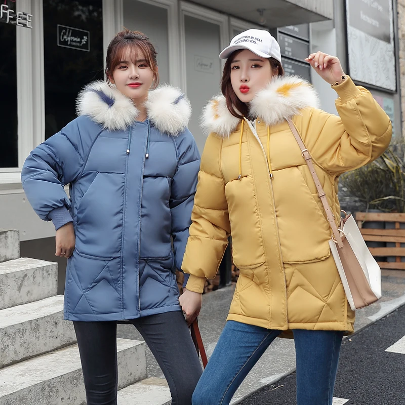 

2019 Korean Style Winter Jacket Women 6 Colors Hooded Thicken Fur Collar Female Parka Outwear Warm Ladies Coat