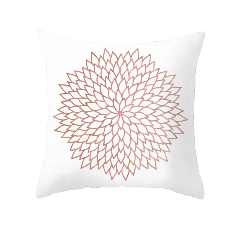 Fuwatacchi Rose Gold Geometric Cushion Cover Flower Decorative Pillows Cover for Home Sofa Bed Polyester Throw Pillowcases 45*45