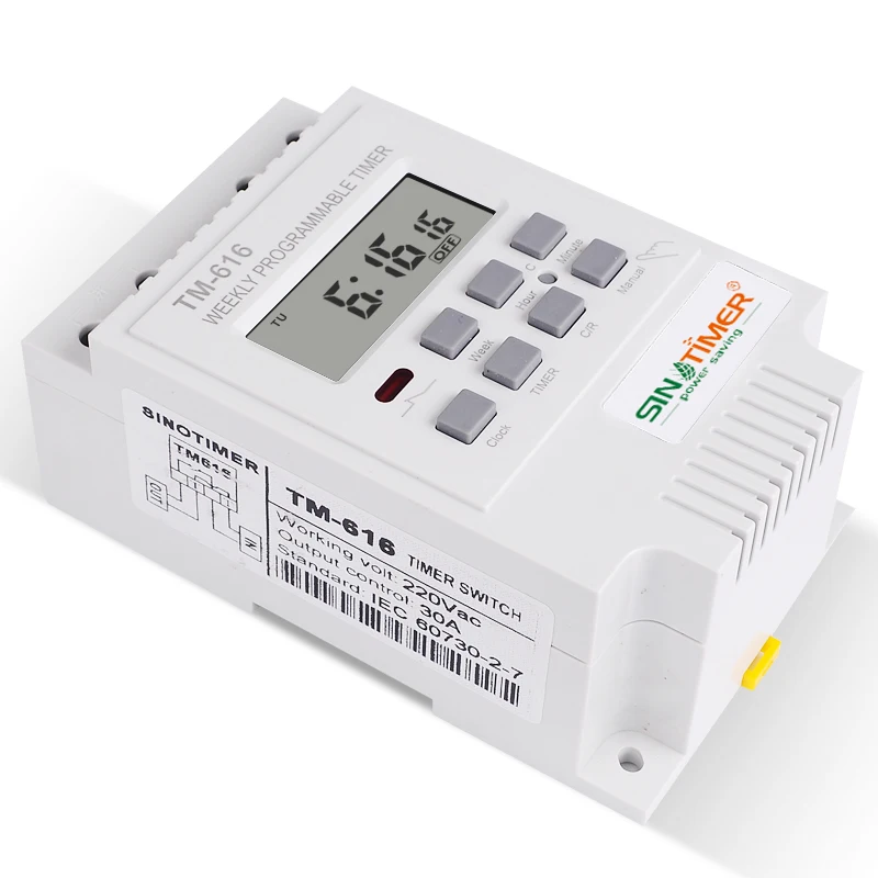 Blanco SINOTIMER 220V TM612 Interruptor Temporizador programable Digital de Dos Canales 7 d/ías 24 Horas
