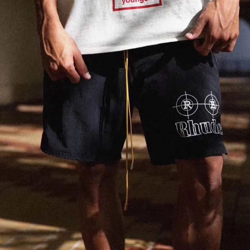 Rhude шорты в горошек по колено Для мужчин женщин Повседневное Короткие штаны