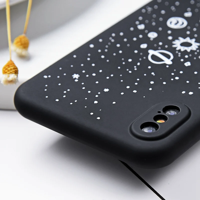 TOMKAS Moon Patterned Cases For iPhone X 8 7 6S Case Hard PC Cover Matte Space Plain Cases For iPhone 6 7 8 Plus Cute  (10)