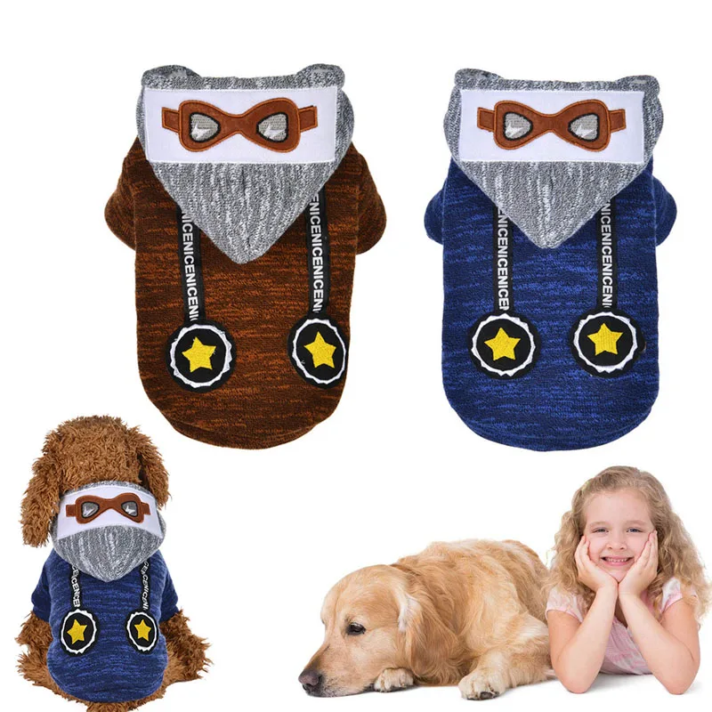 

1 Pcs Pet Dog Clothes Cute Glasses Pattern Hoodie Winter Warm Sweatshirt Outwear Hot Sale
