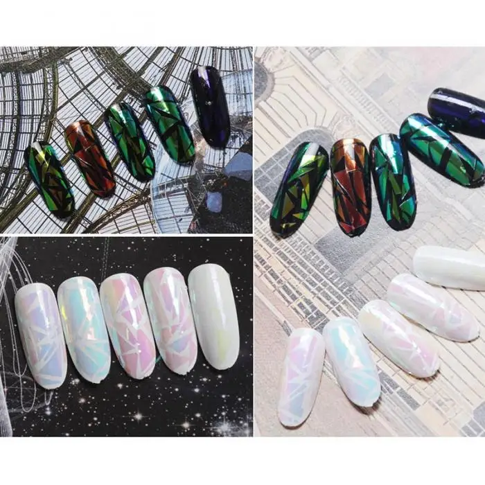 Hot 1 Roll Aurora Nail Glass Sticker Foils Nail Art Design Decal Broken DIY Manicure Decoration SJ66