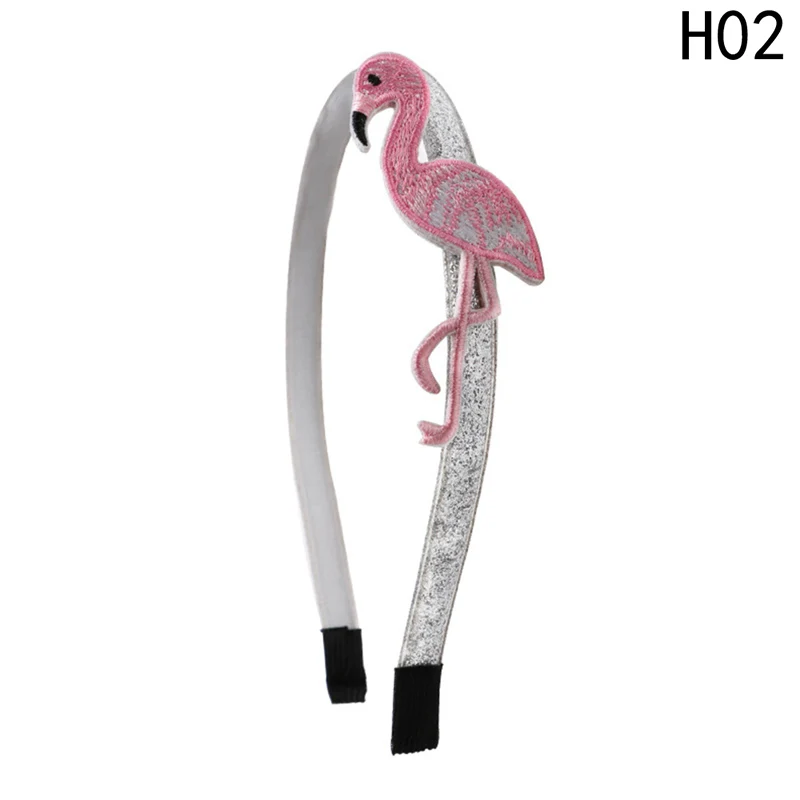 

1PC New Flamingo Embroidery Kids Hair Hoop Princess Headwear Girls Hairpins Hair Accessories Children Headbands Baby Hairbands